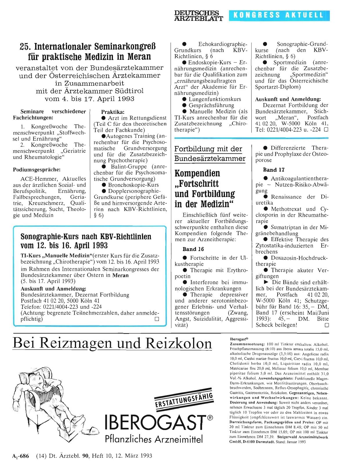 Vorschauseite 1: 25. Internationaler Seminarkongreß für praktische Medizin in Meran