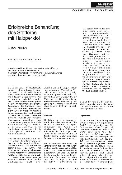 Vorschauseite 1: Erfolgreiche Behandlung des Stotterns mit Haloperidol