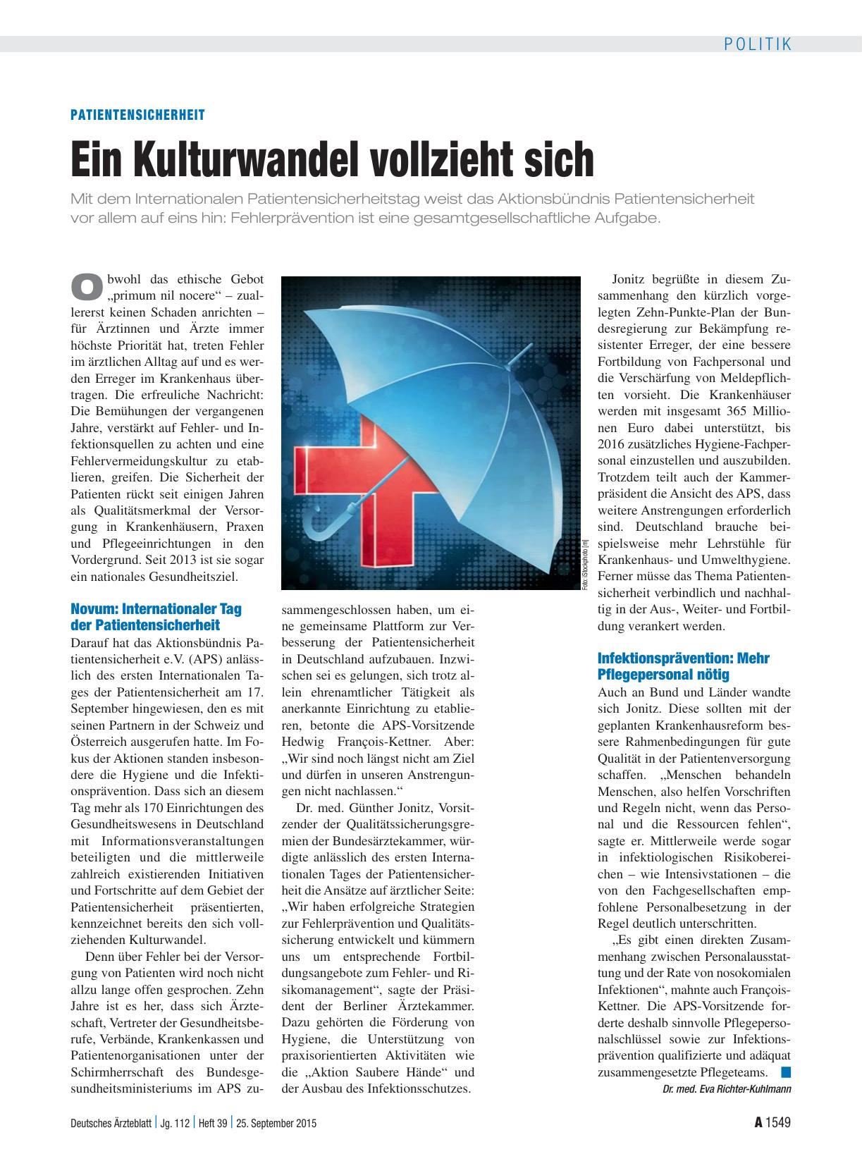 Vorschauseite 1: Patientensicherheit: Ein Kulturwandel vollzieht sich
