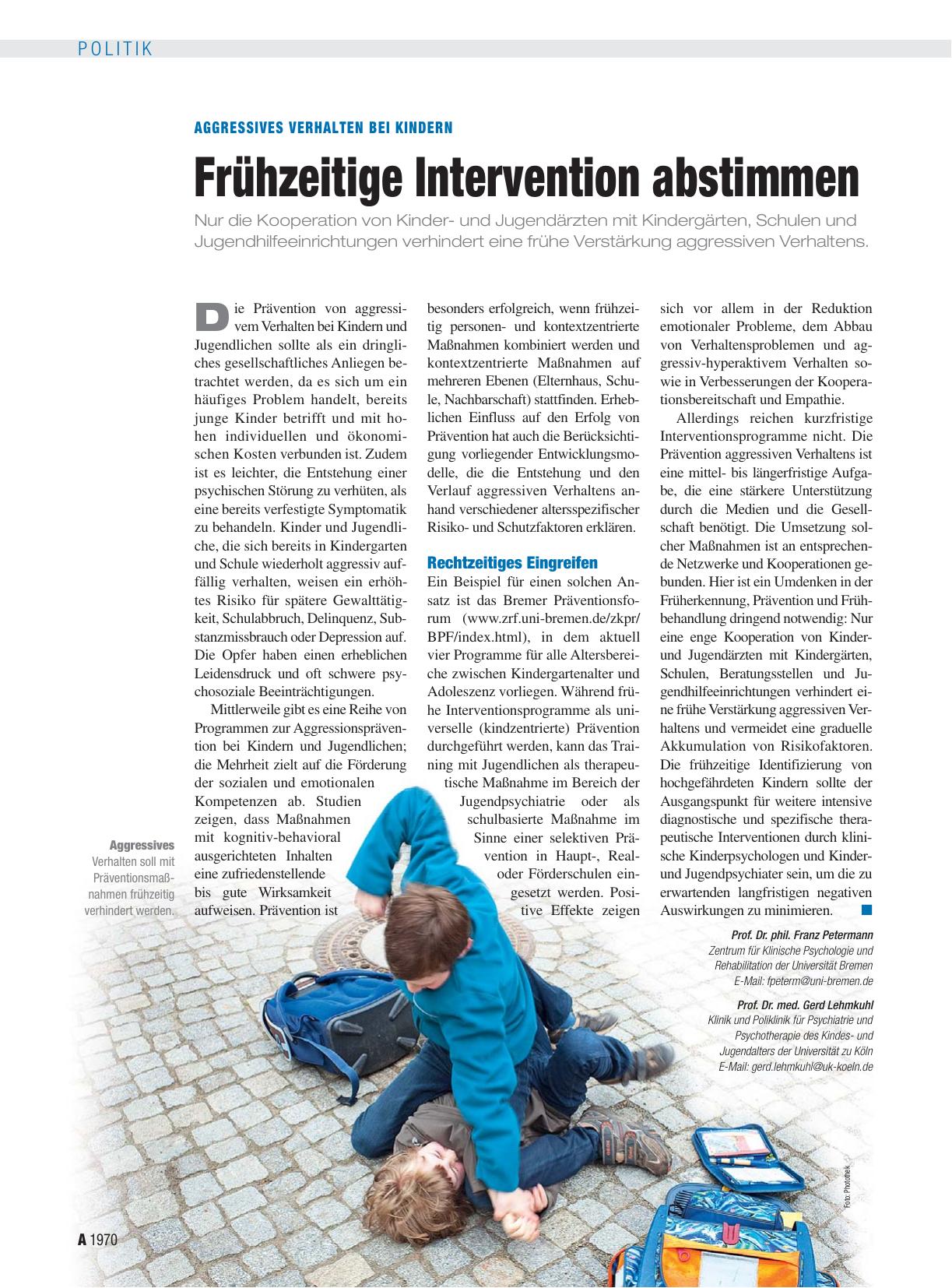 Vorschauseite 1: Aggressives Verhalten bei Kindern: Frühzeitige Intervention abstimmen