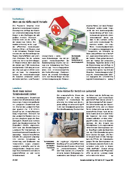 Vorschauseite 1: Krankenhaus: Hohe Hürden für Verbot von Leiharbeit