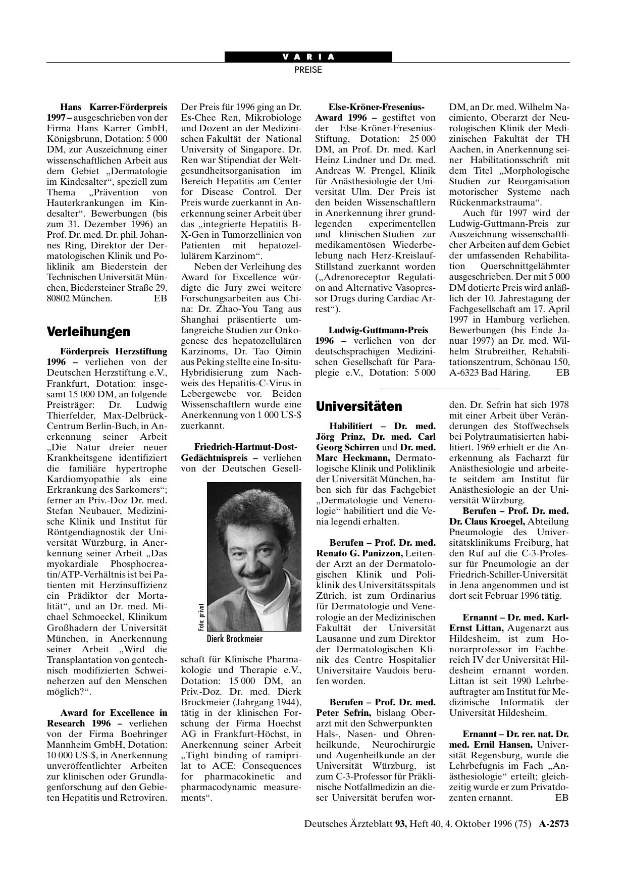 Vorschauseite 1: Verleihungen