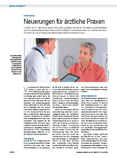Vorschauseite 1: Datenschutz: Neuerungen für ärztliche Praxen