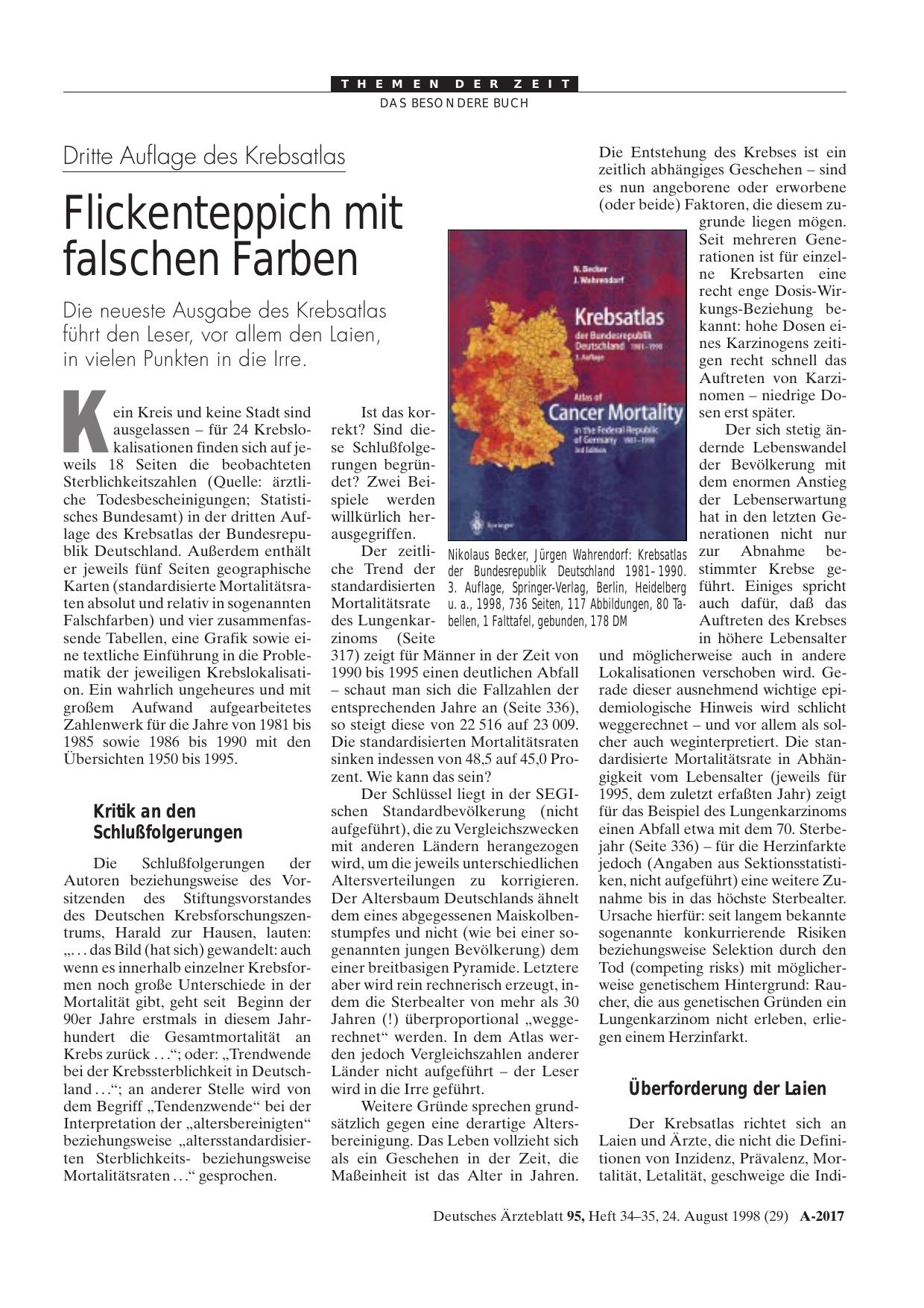 Vorschauseite 1: Dritte Auflage des Krebsatlas: Flickenteppich mit falschen Farben