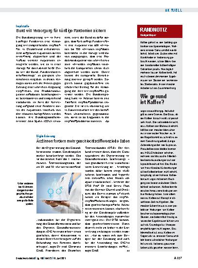 Vorschauseite 1: Digitalisierung: Ärztinnen fordern mehr geschlechtsdifferenzierte Daten