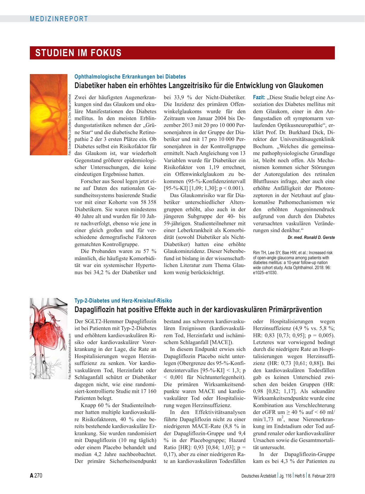 Vorschauseite 1: Ophthalmologische Erkrankungen bei Diabetes: Diabetiker haben ein erhöhtes Langzeitrisiko für die Entwicklung von Glaukomen