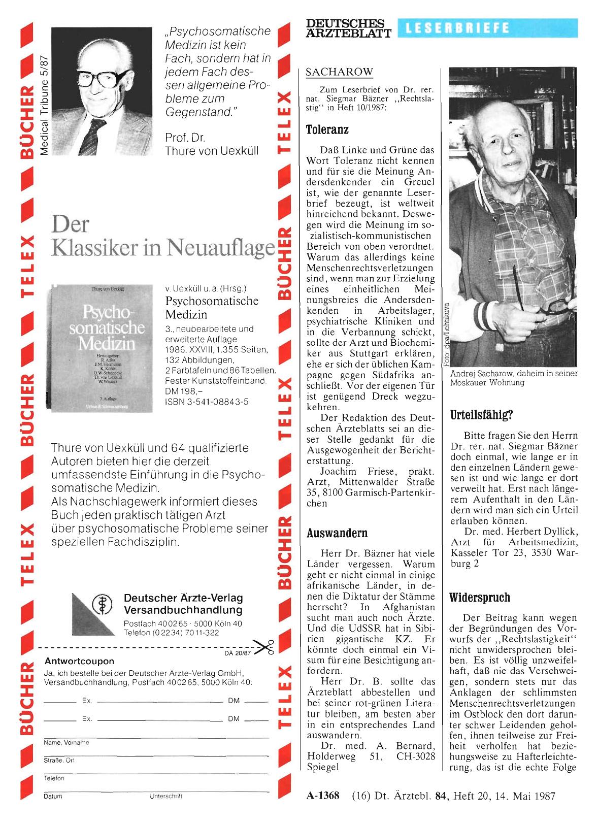 Vorschauseite 1: SACHAROW: Toleranz