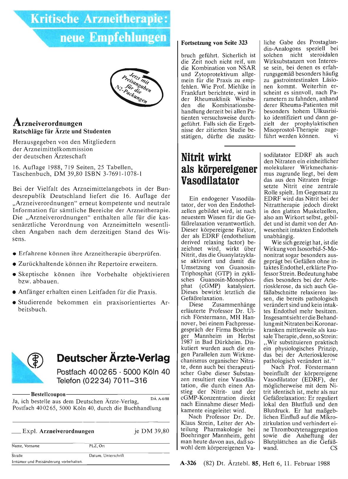 Vorschauseite 1: Nitrit wirkt als körpereigener Vasodilatator