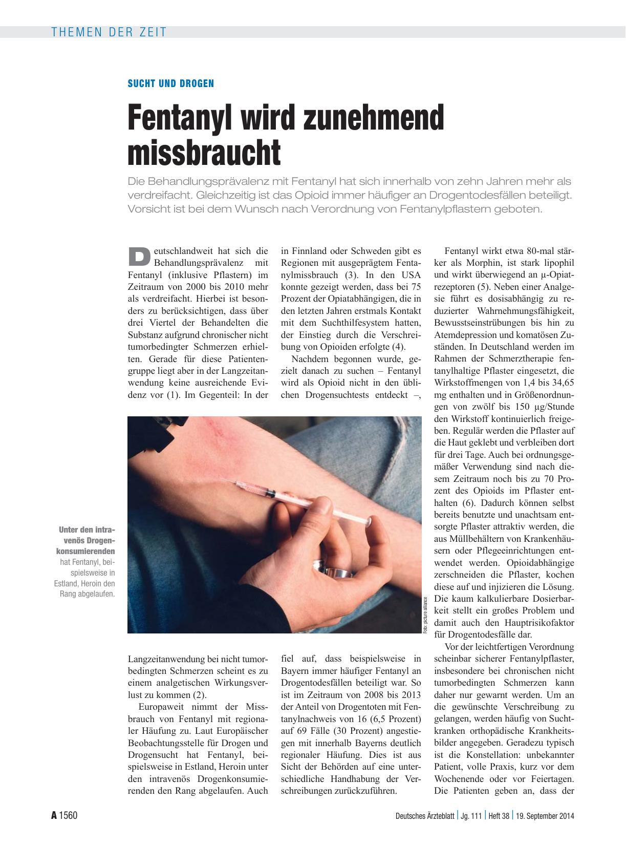 Vorschauseite 1: Sucht und Drogen: Fentanyl wird zunehmend missbraucht