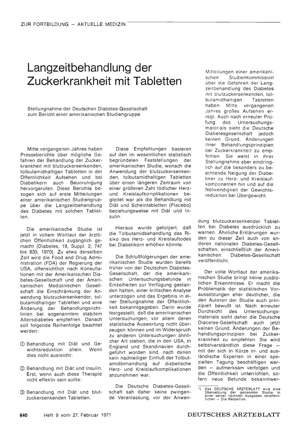 Vorschauseite 1: Langzeitbehandlung der Zuckerkrankheit mit Tabletten