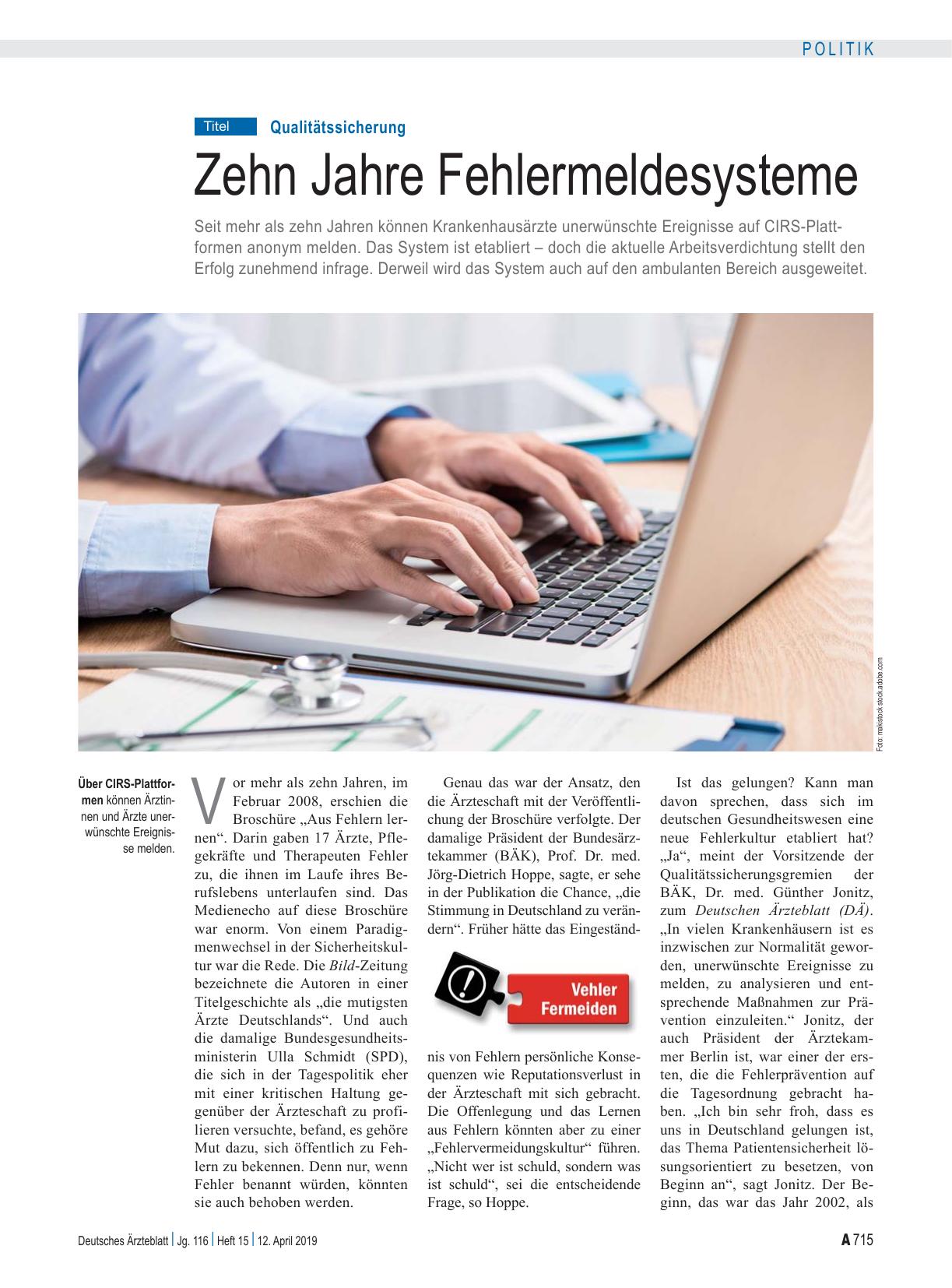 Vorschauseite 1: Qualitätssicherung: Zehn Jahre Fehlermeldesysteme