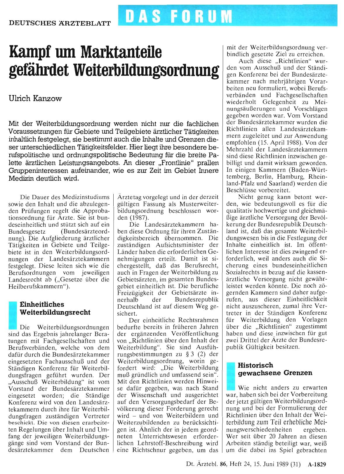 Vorschauseite 1: Kampf um Marktanteile gefährdet Weiterbildungsordnung