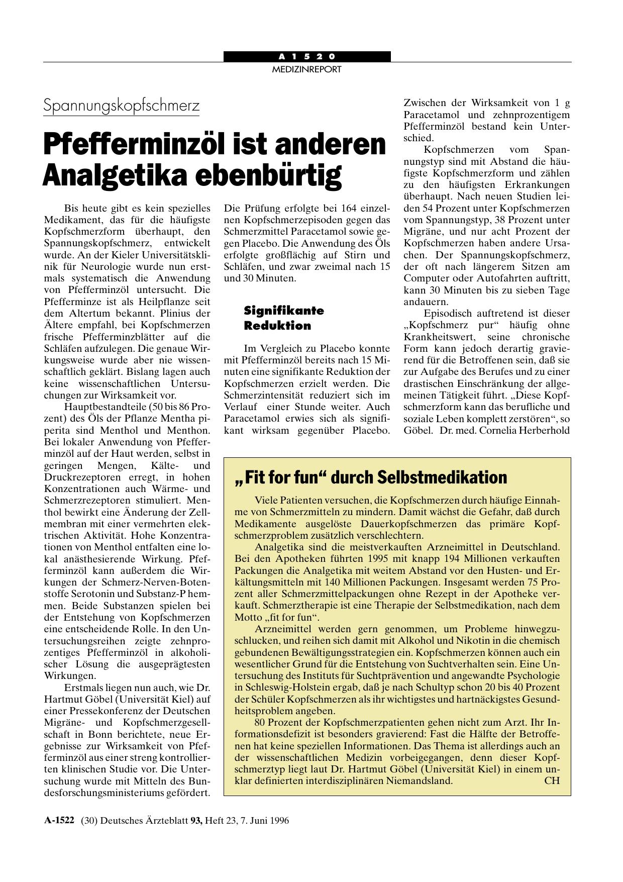 Vorschauseite 1: „Fit for fun„ durch Selbstmedikation