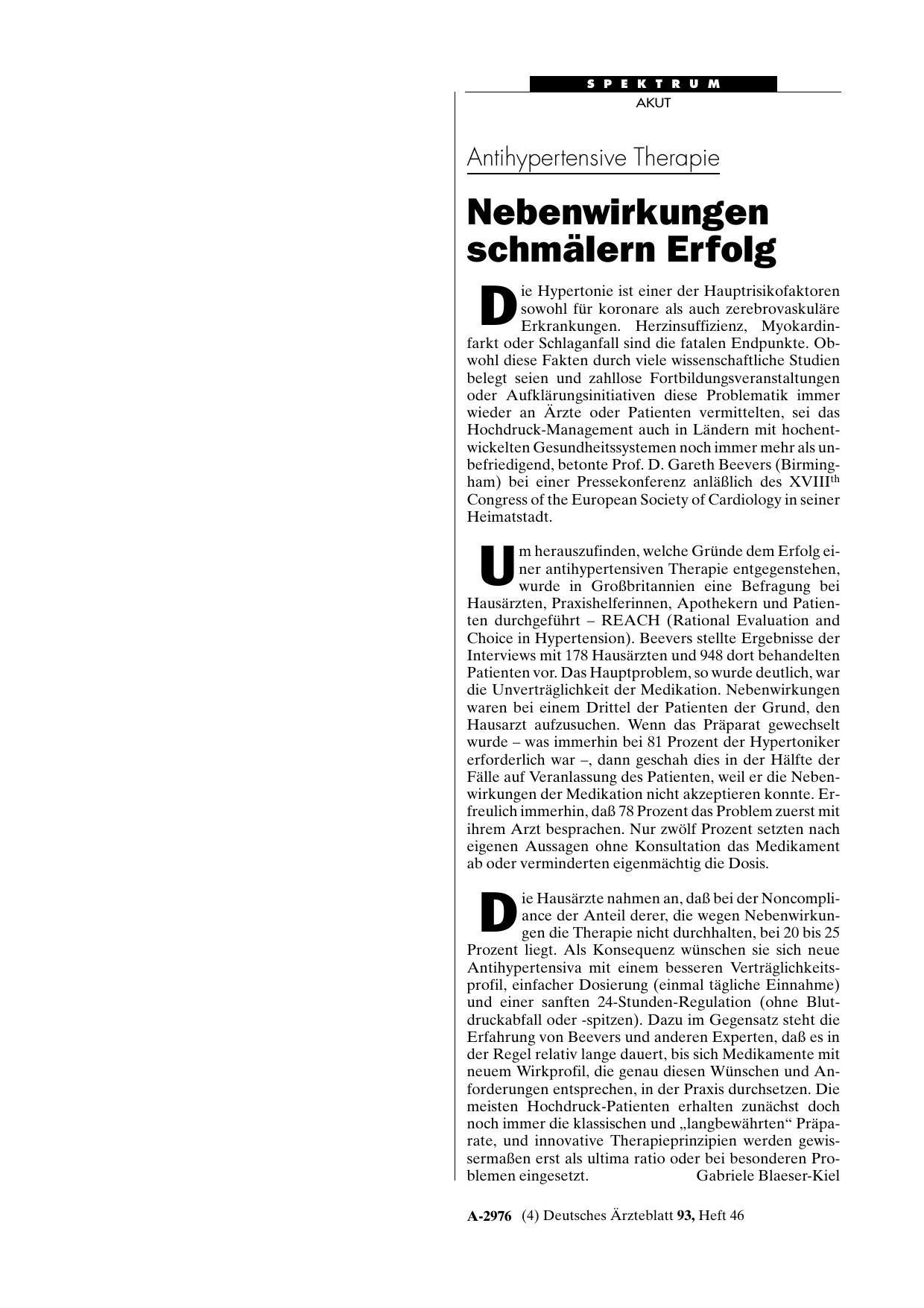 Vorschauseite 1: Antihypertensive Therapie: Nebenwirkungen schmälern Erfolg