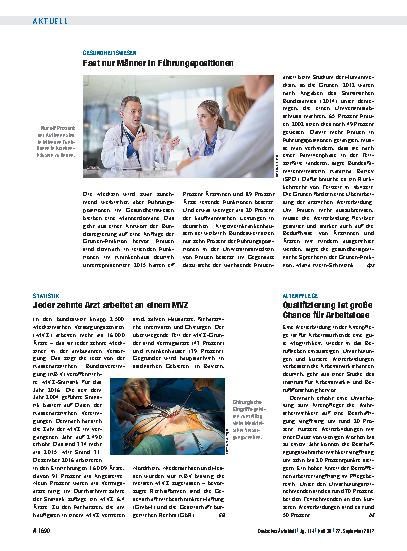 Vorschauseite 1: Statistik: Jeder zehnte Arzt arbeitet an einem MVZ