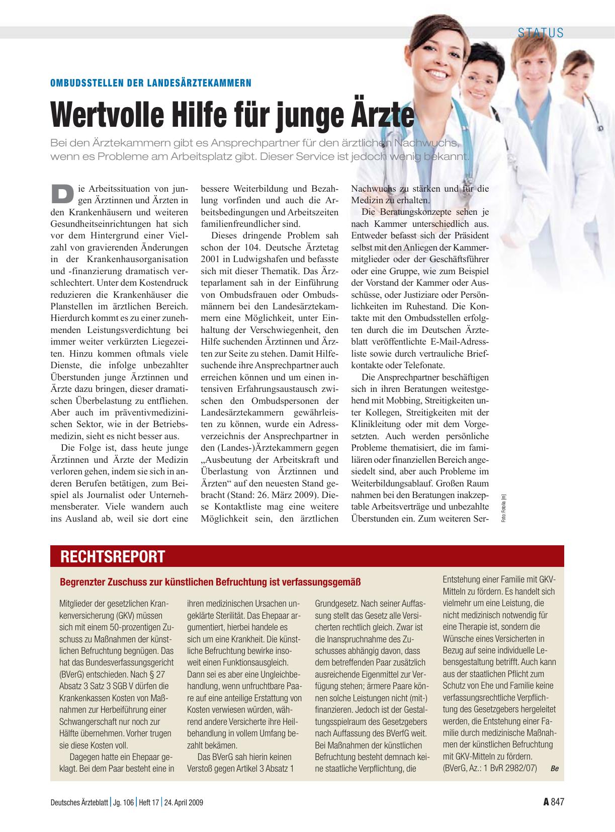 Vorschauseite 1: Begrenzter Zuschuss zur künstlichen Befruchtung ist verfassungsgemäß