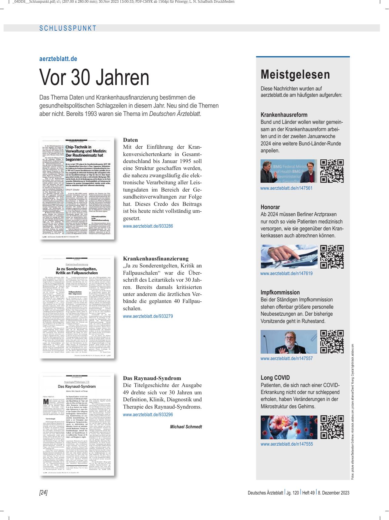Vorschauseite 1: aerzteblatt.de: Vor 30 Jahren