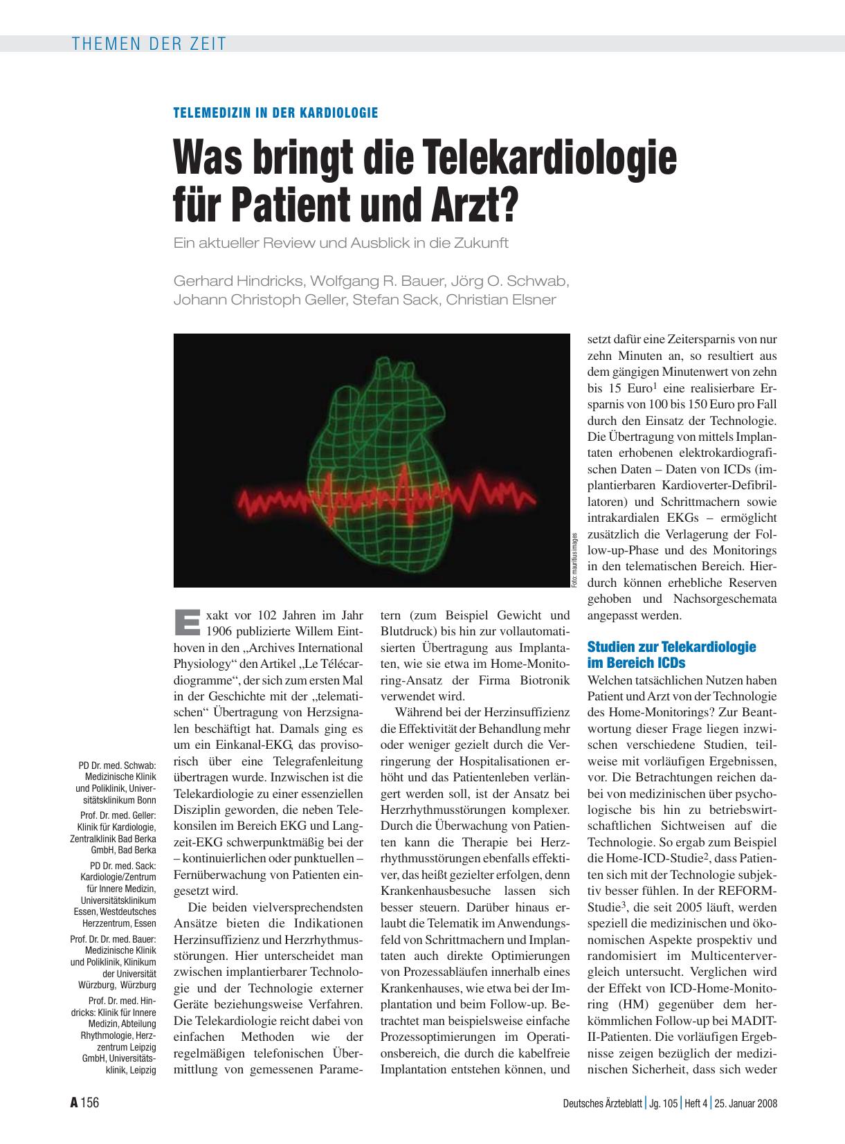 Vorschauseite 1: Telemedizin in der Kardiologie: Was bringt die Telekardiologie für Patient und Arzt?