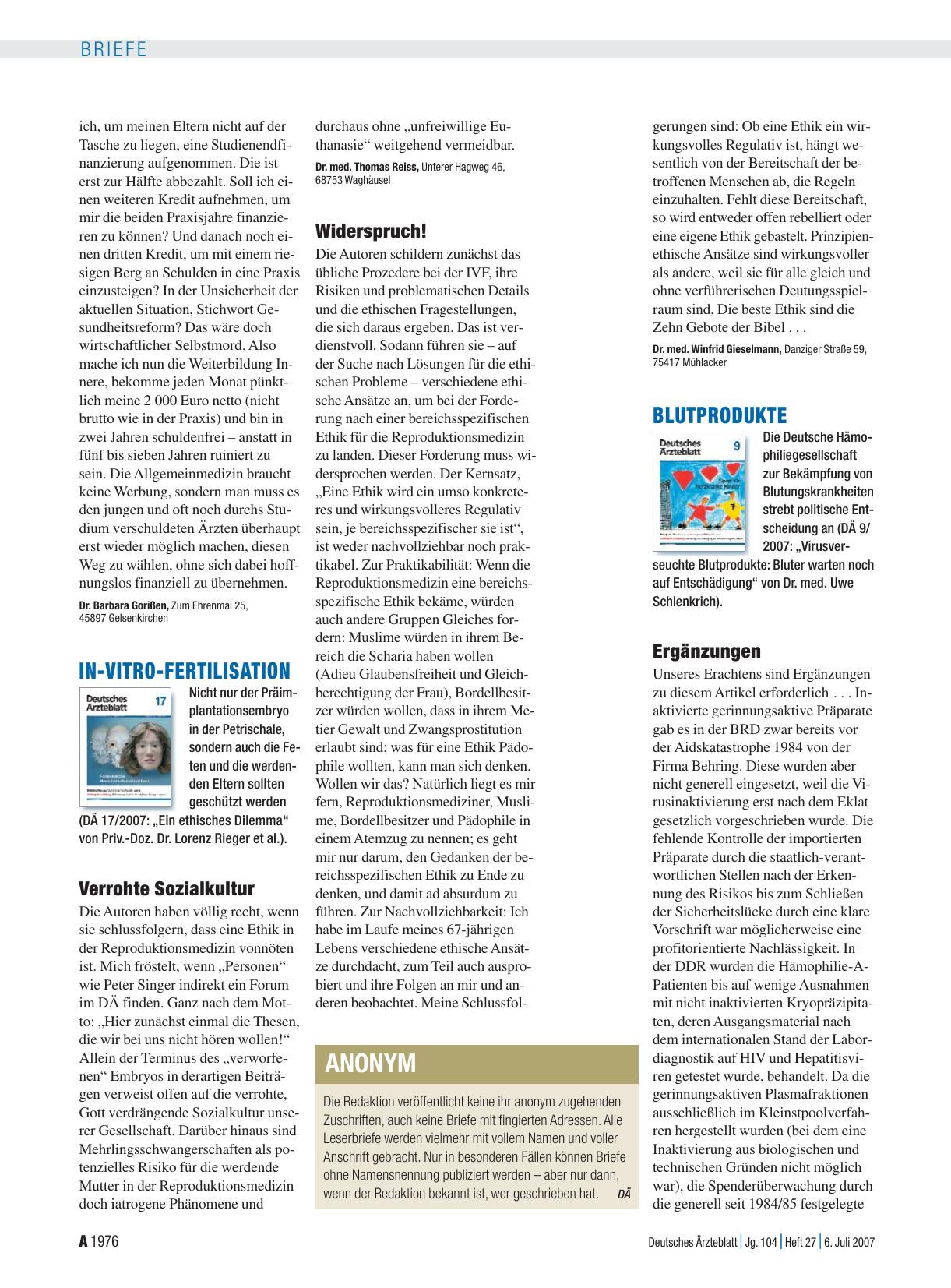 Vorschauseite 1: In-Vitro-Fertilisation: Verrohte Sozialkultur