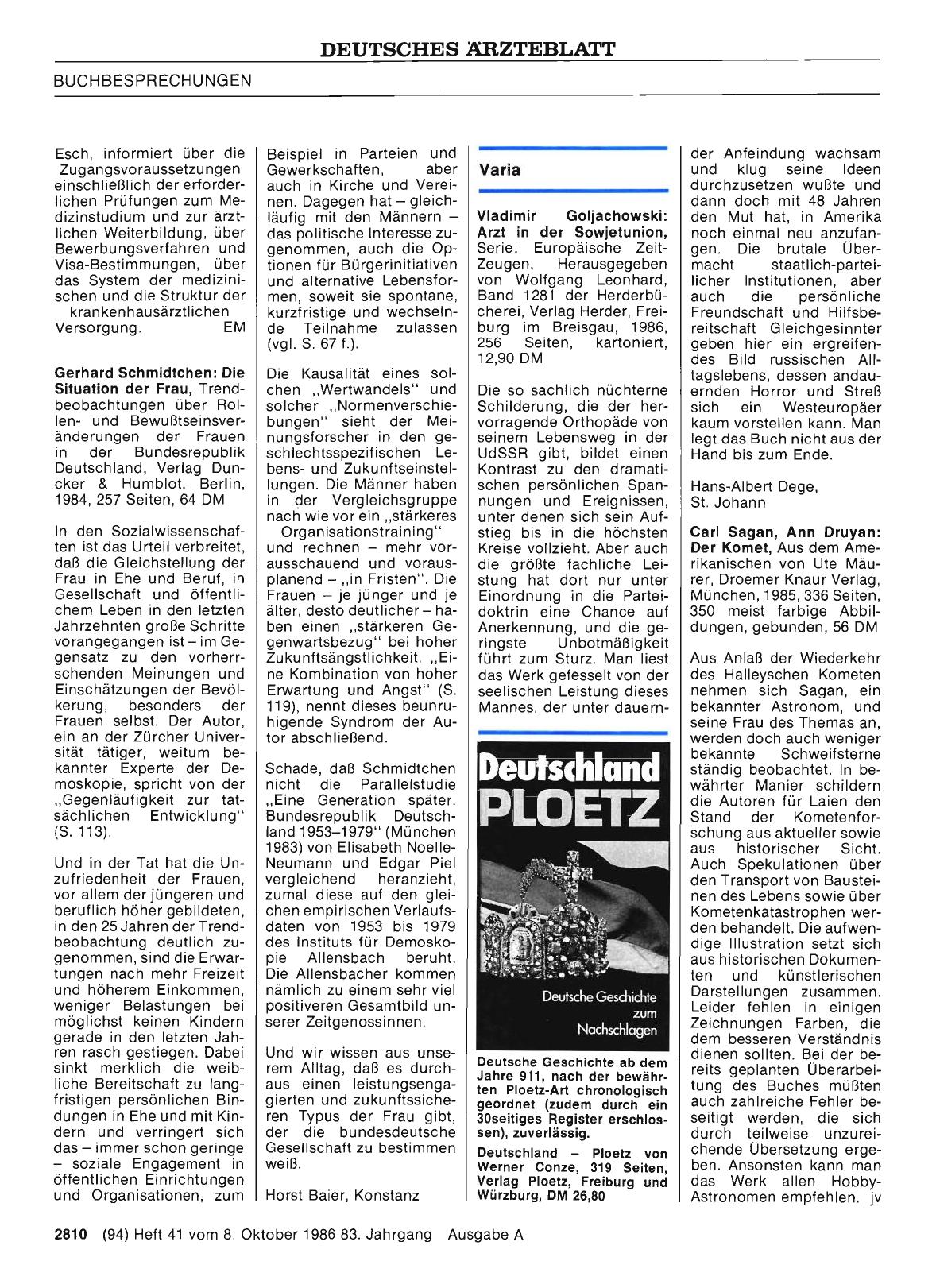 Vorschauseite 1: Varia: Carl Sagan, Ann Druyan: Der Komet