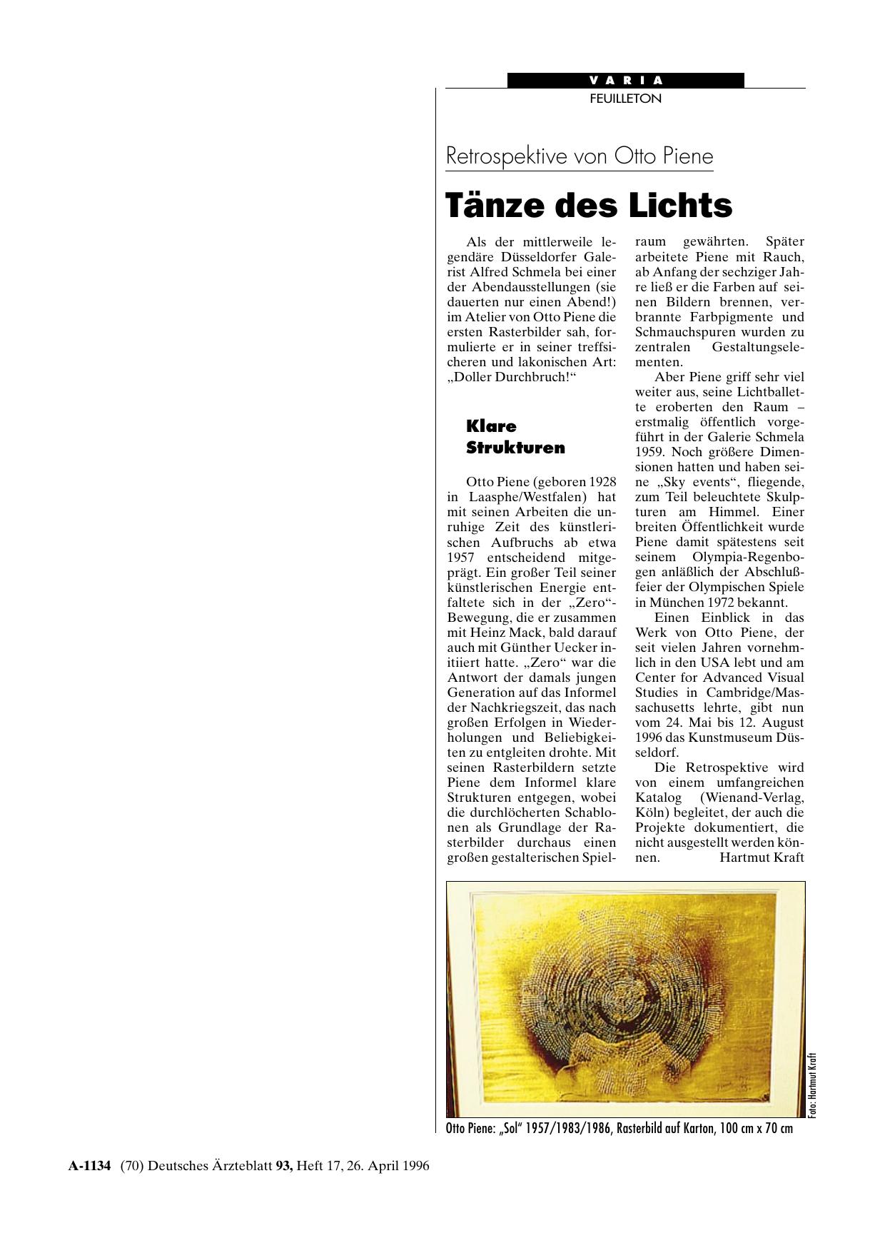 Vorschauseite 1: Retrospektive von Otto Piene: Tänze des Lichts