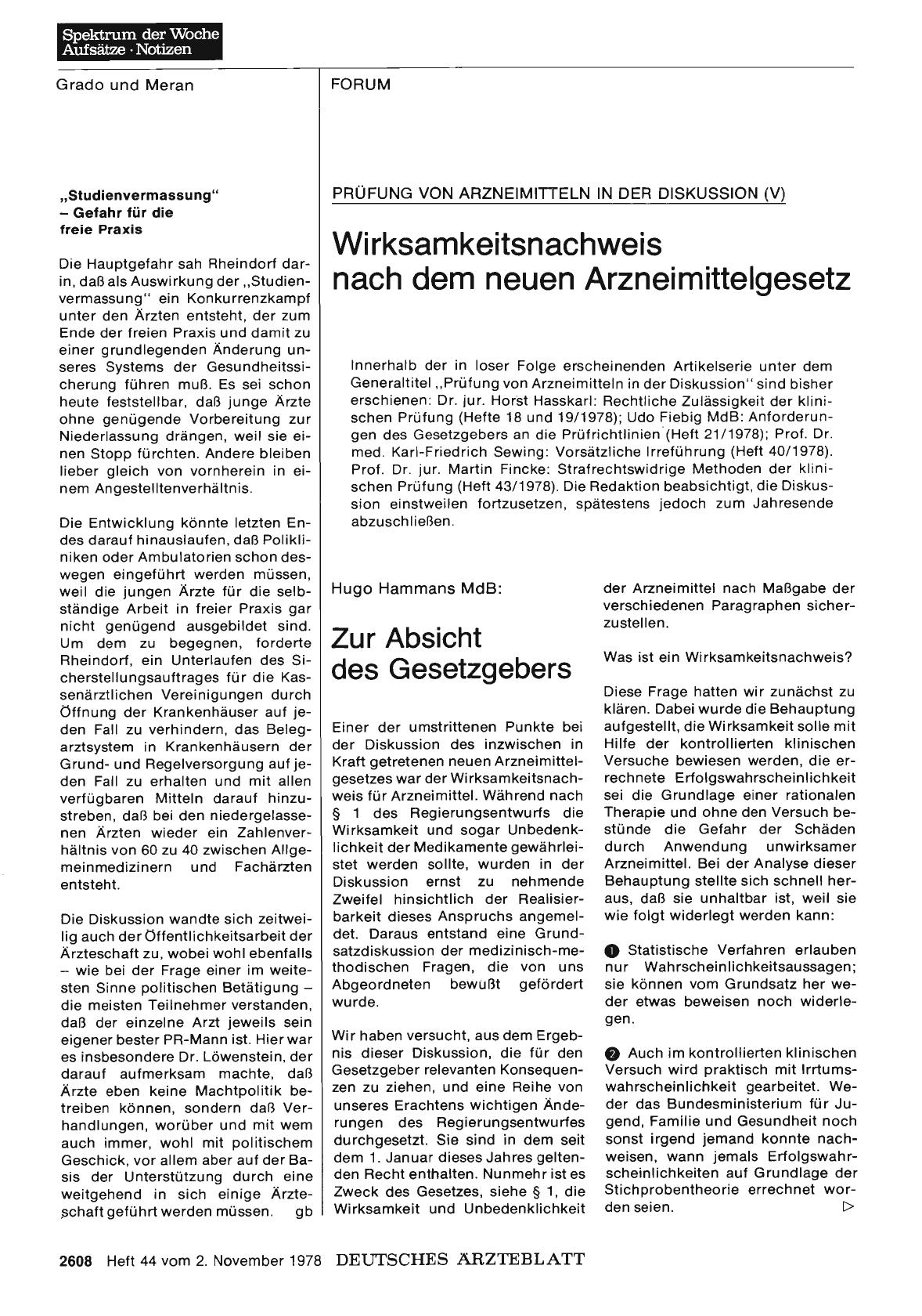 Vorschauseite 1: PRÜFUNG VON ARZNEIMITTELN IN DER DISKUSSION (V): Wirksamkeitsnachweis nach dem neuen Arzneimittelgesetz: Zur Absicht des Gesetzgebers