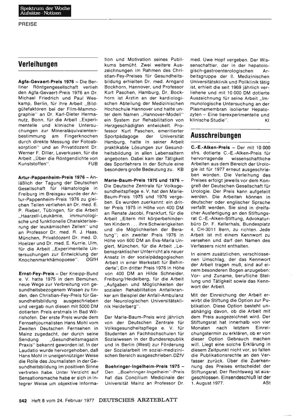 Vorschauseite 1: Verleihungen