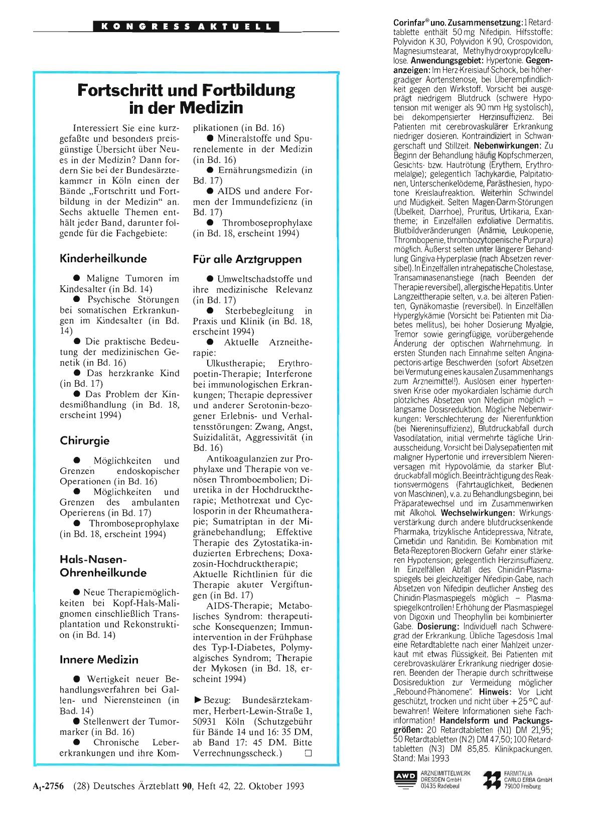 Vorschauseite 1: Fortschritt und Fortbildung in der Medizin