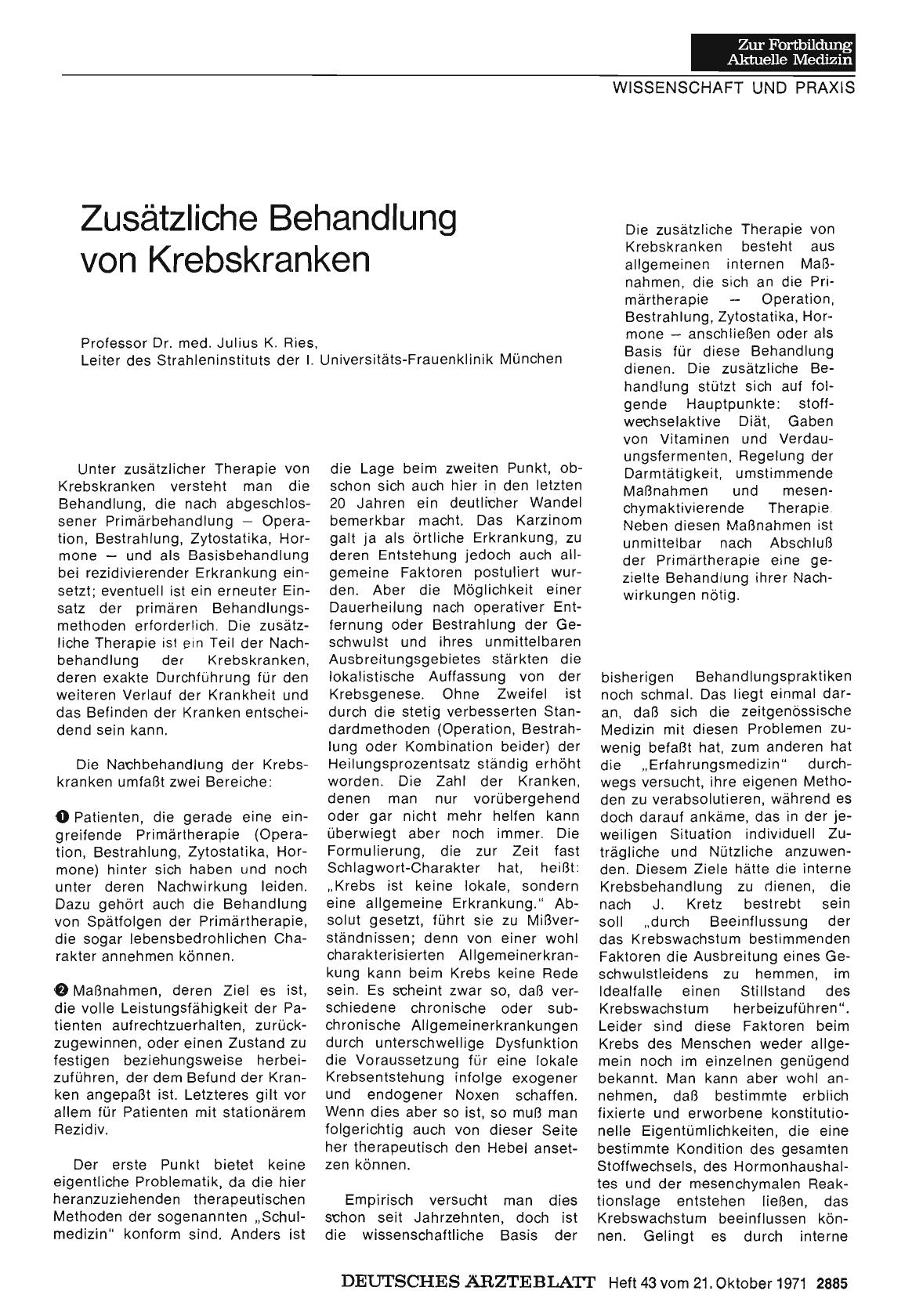 Vorschauseite 1: Zusätzliche Behandlung von Krebskranken