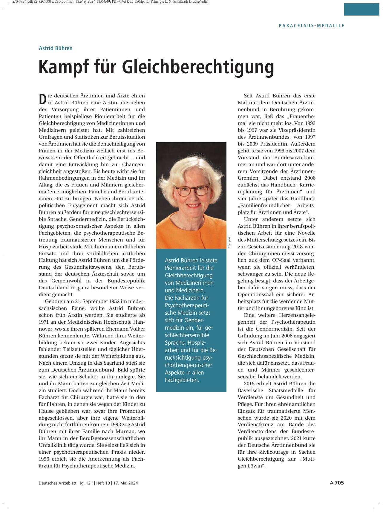 Vorschauseite 1: Astrid Bühren: Kampf für Gleichberechtigung