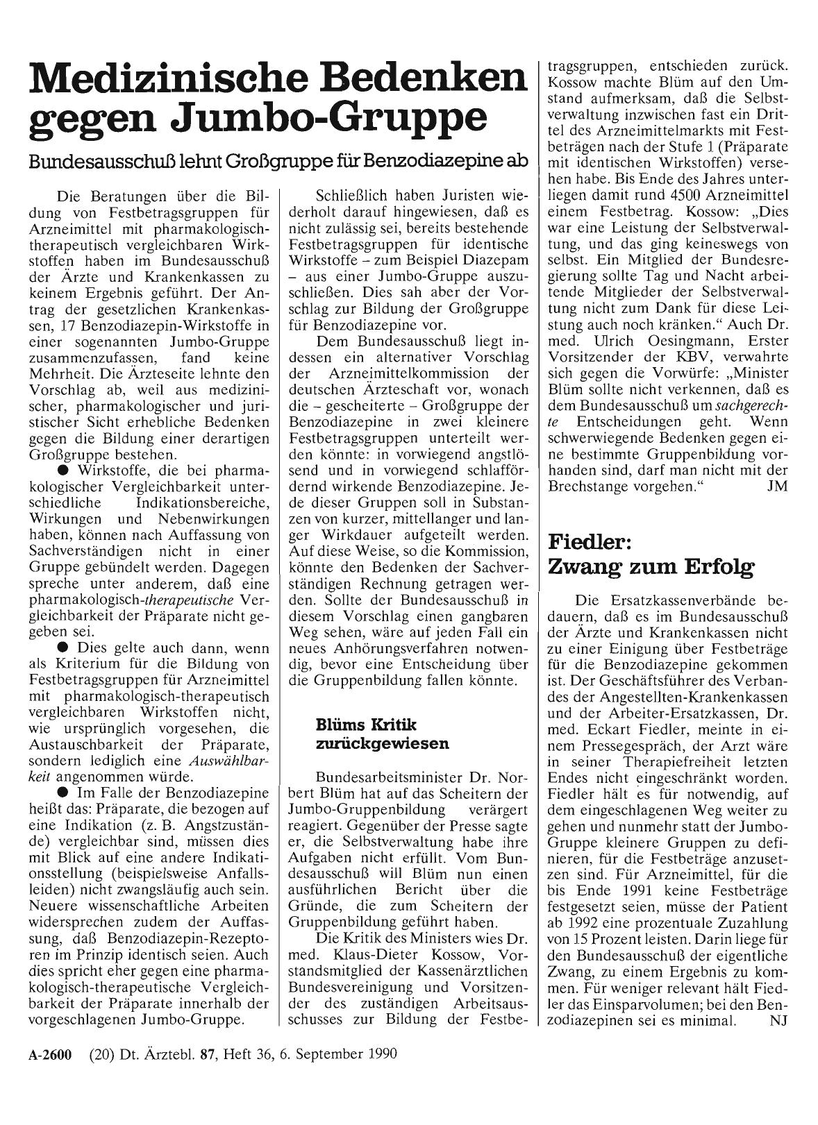 Vorschauseite 1: Medizinische Bedenken gegen Jumbo-Gruppe