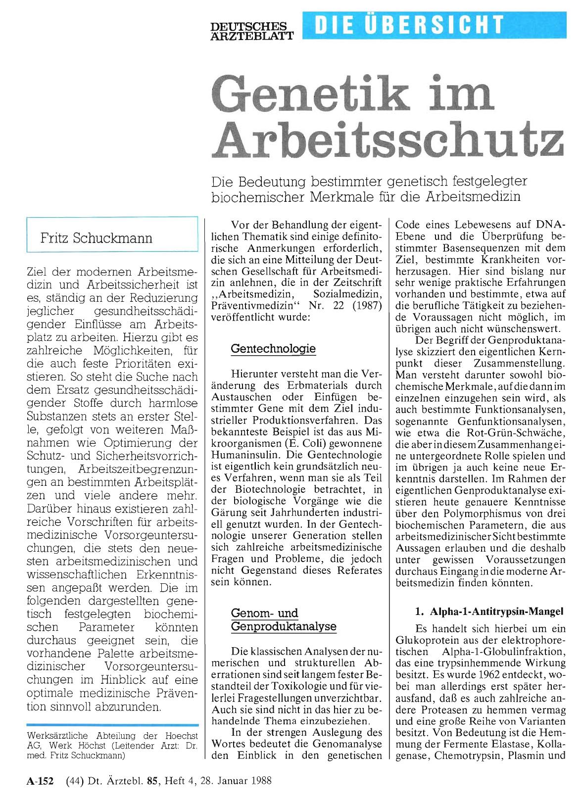 Vorschauseite 1: Genetik im Arbeitsschutz