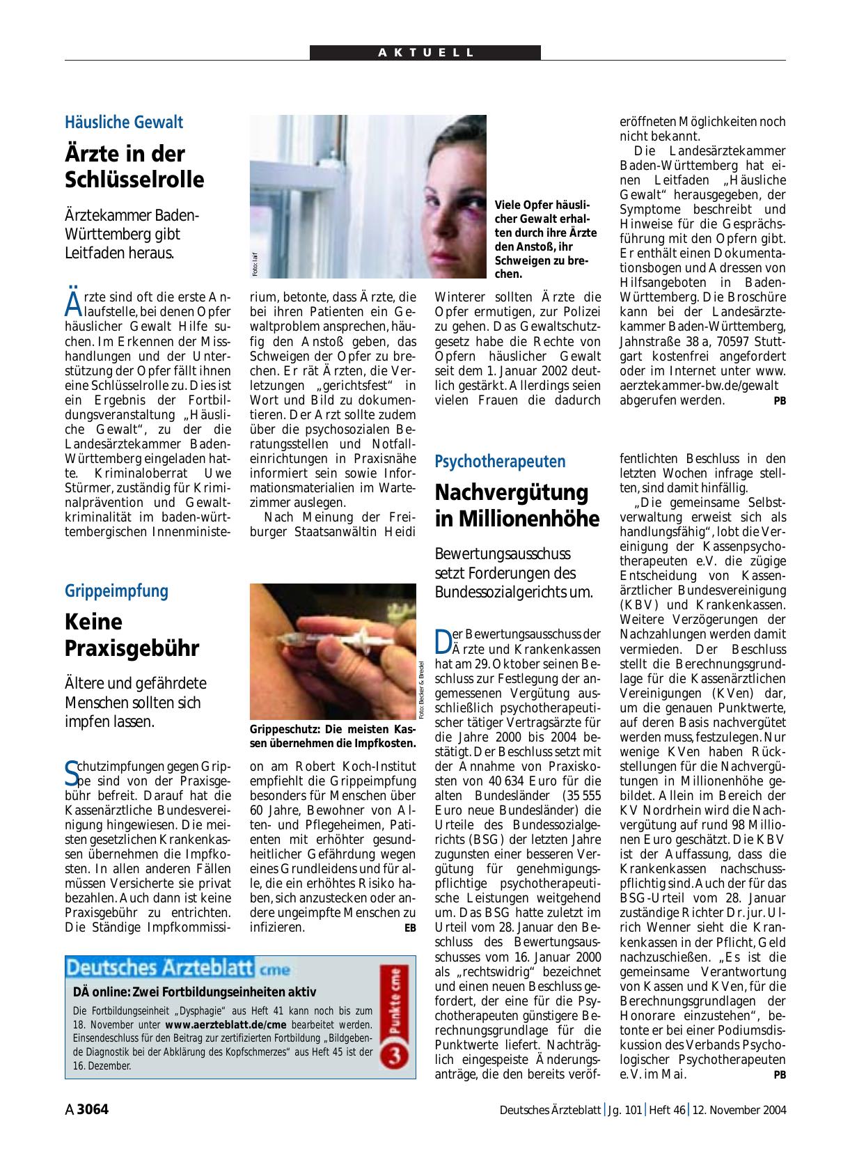 Vorschauseite 1: Grippeimpfung: Keine Praxisgebühr
