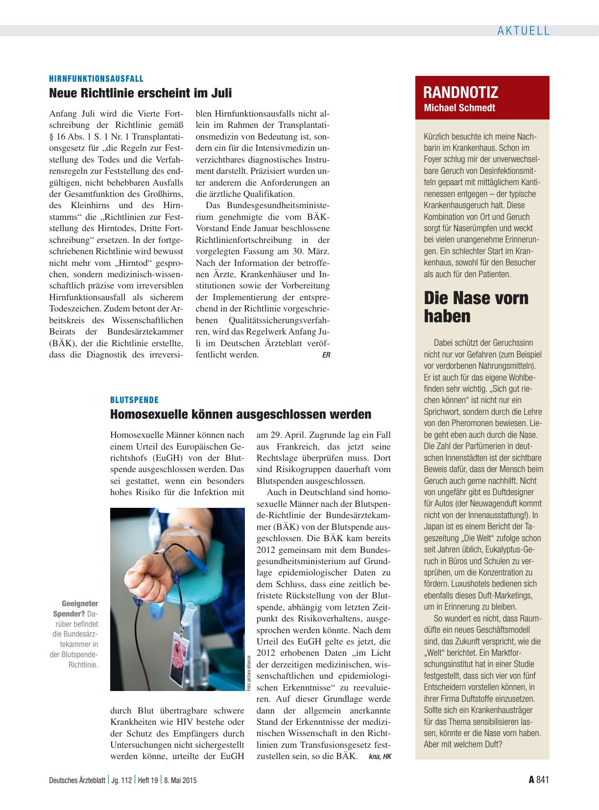 Vorschauseite 1: Hirnfunktionsausfall: Neue Richtlinie erscheint im Juli