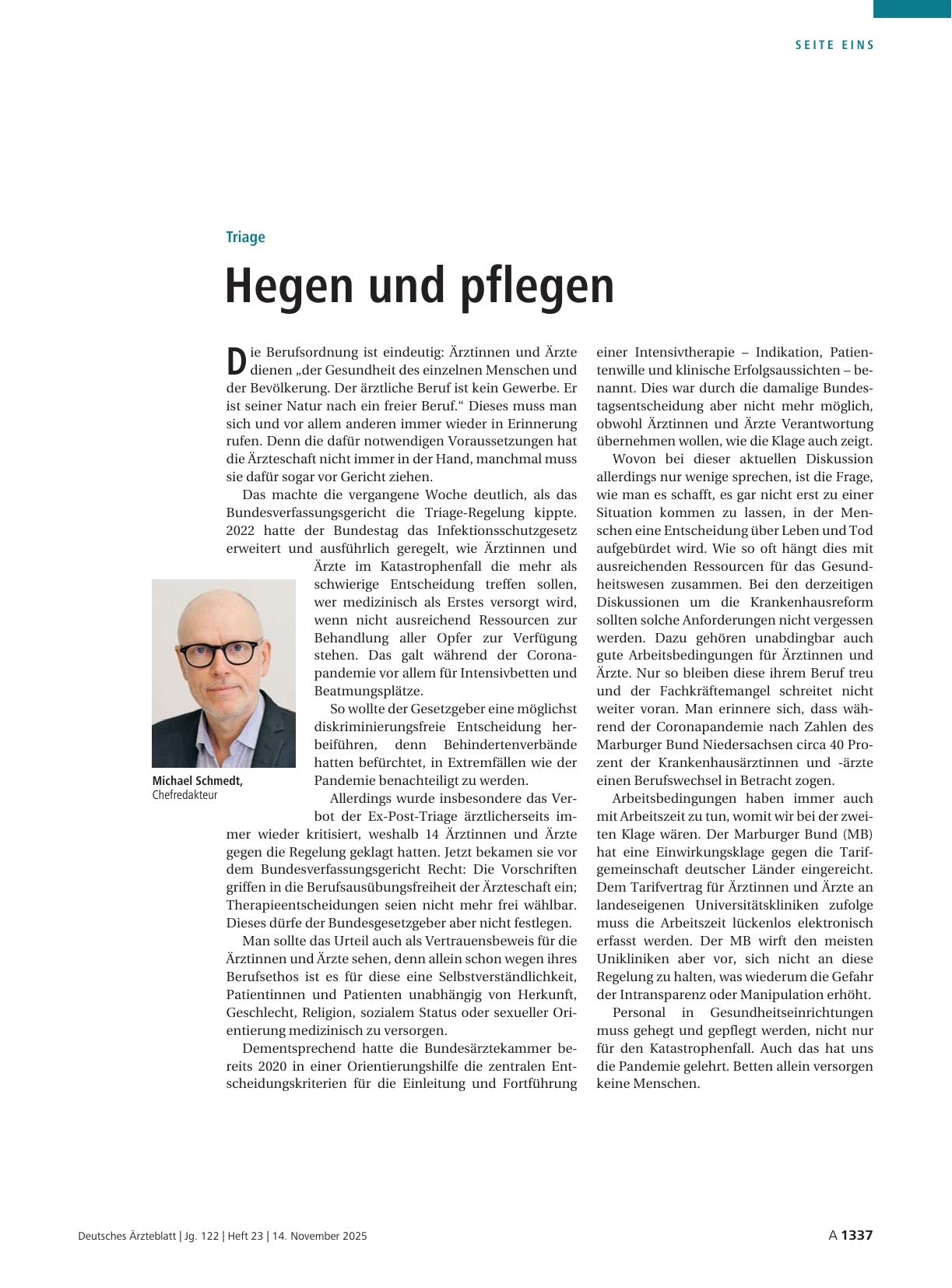 Vorschauseite 1: Triage: Hegen und pflegen