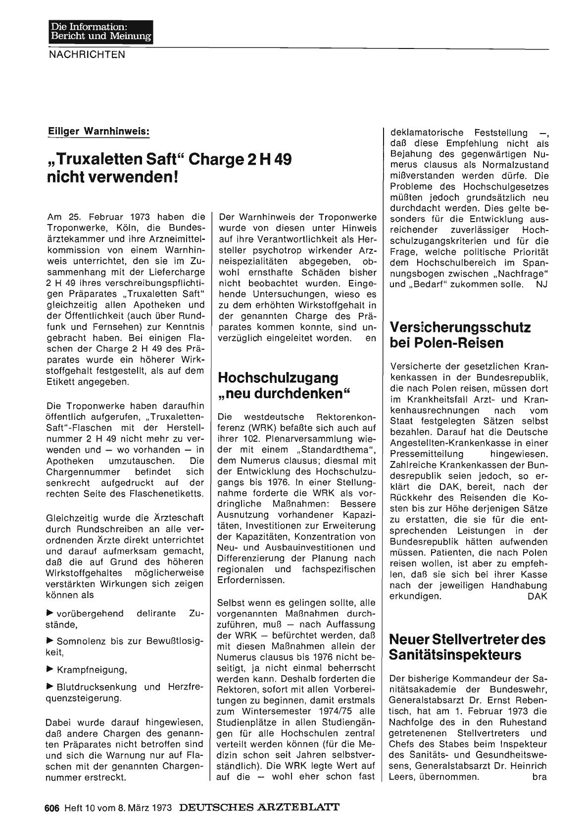 Vorschauseite 1: Eiliger Warnhinweis: "Truxaletten Saft" Charge 2 H 49 nicht verwenden!