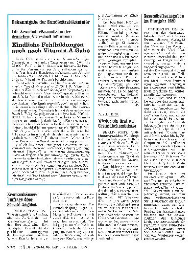 Vorschauseite 1: Gesundheitsausgaben im Planjahr 1989