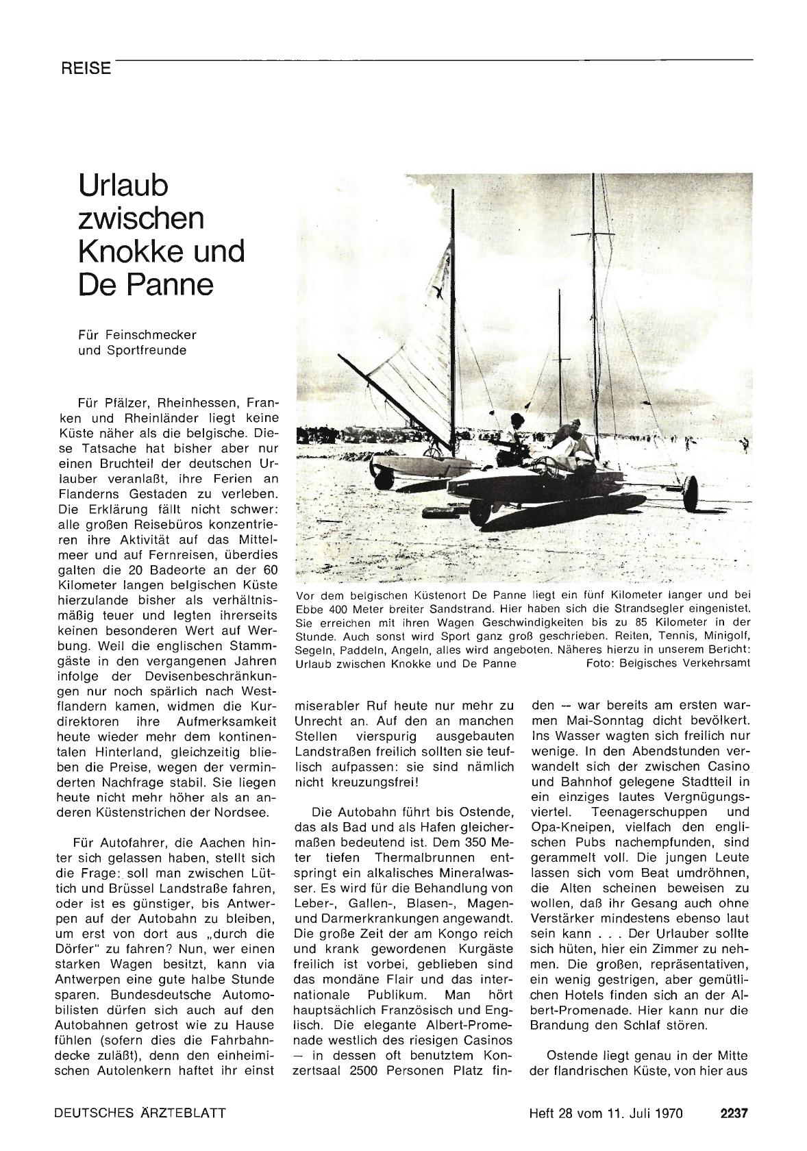 Vorschauseite 1: Urlaub zwischen Knokke und De Panne
