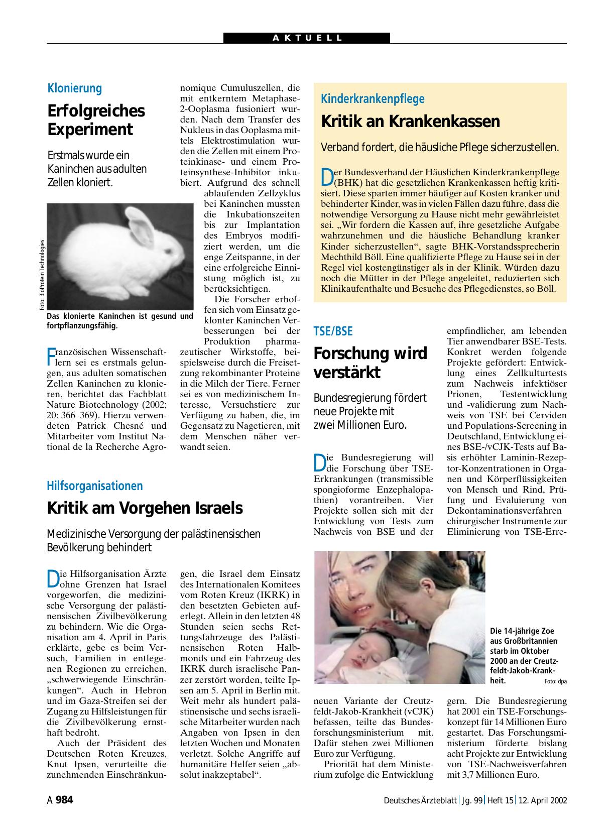 Vorschauseite 1: Kinderkrankenpflege: Kritik an Krankenkassen
