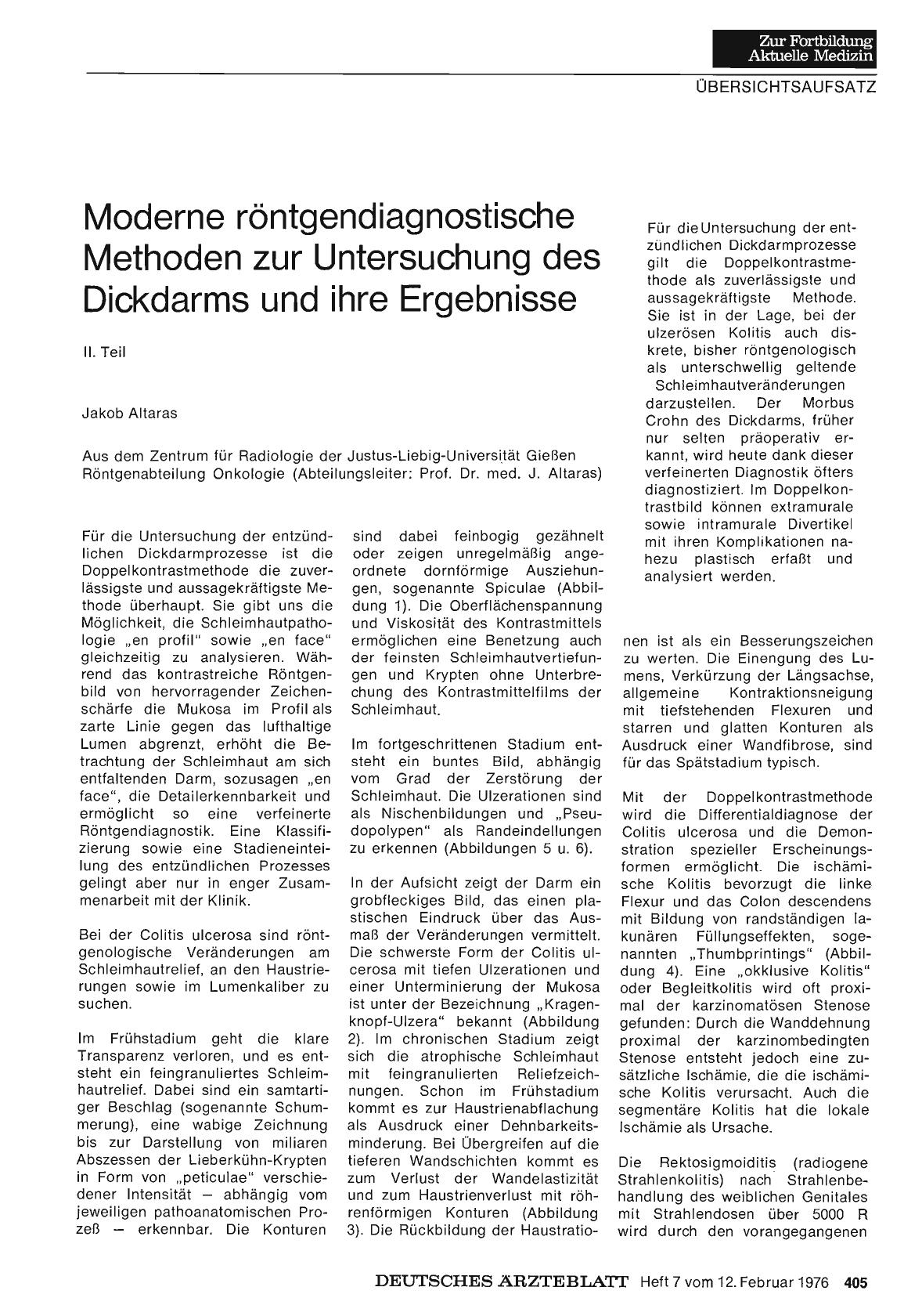 Vorschauseite 1: Moderne röntgendiagnostische Methoden zur Untersuchung des Dickdarms und ihre Ergebnisse
