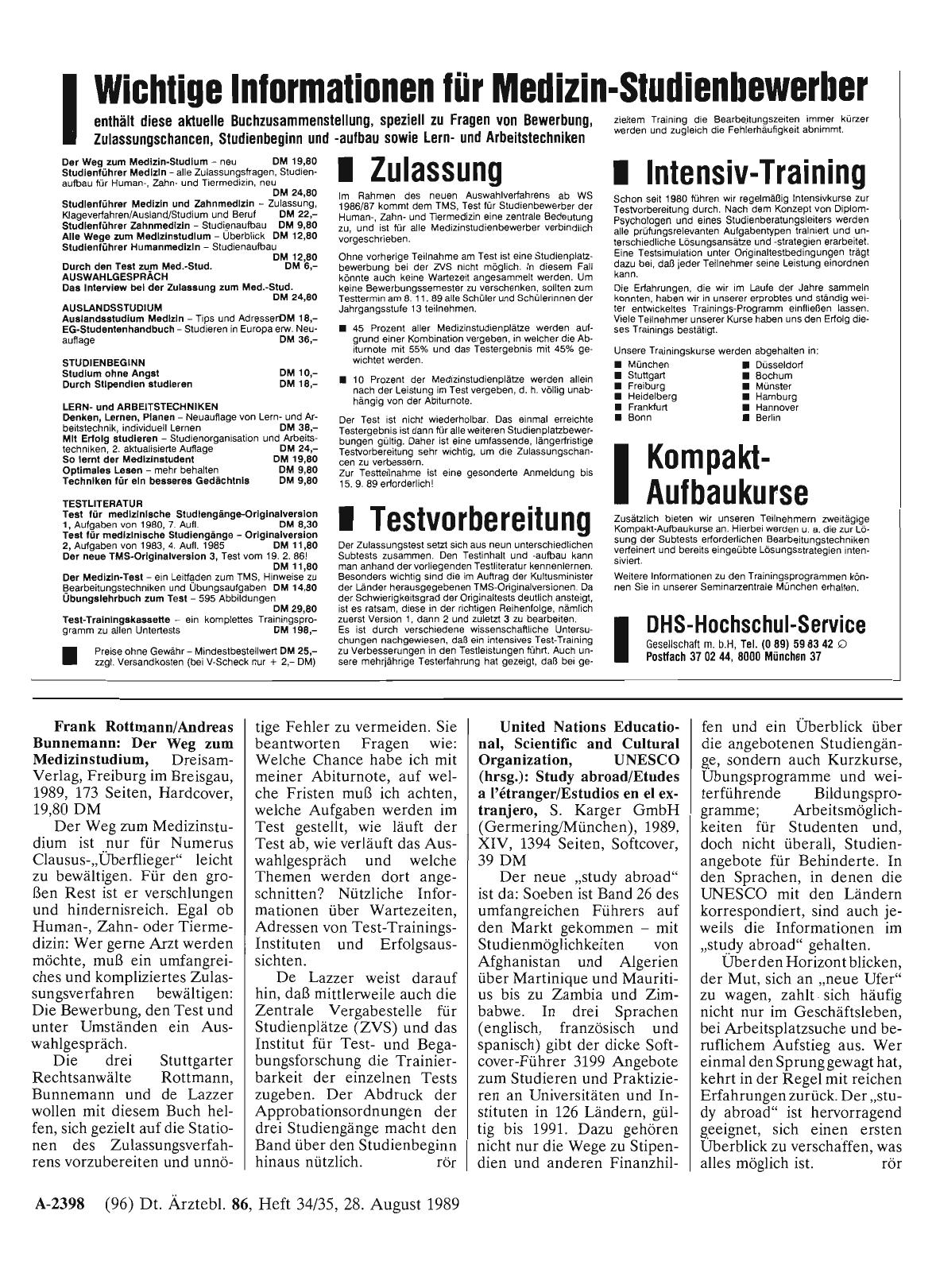 Vorschauseite 1: Frank Rottmann/Andreas Bunnemann: Der Weg zum Medizinstudium
