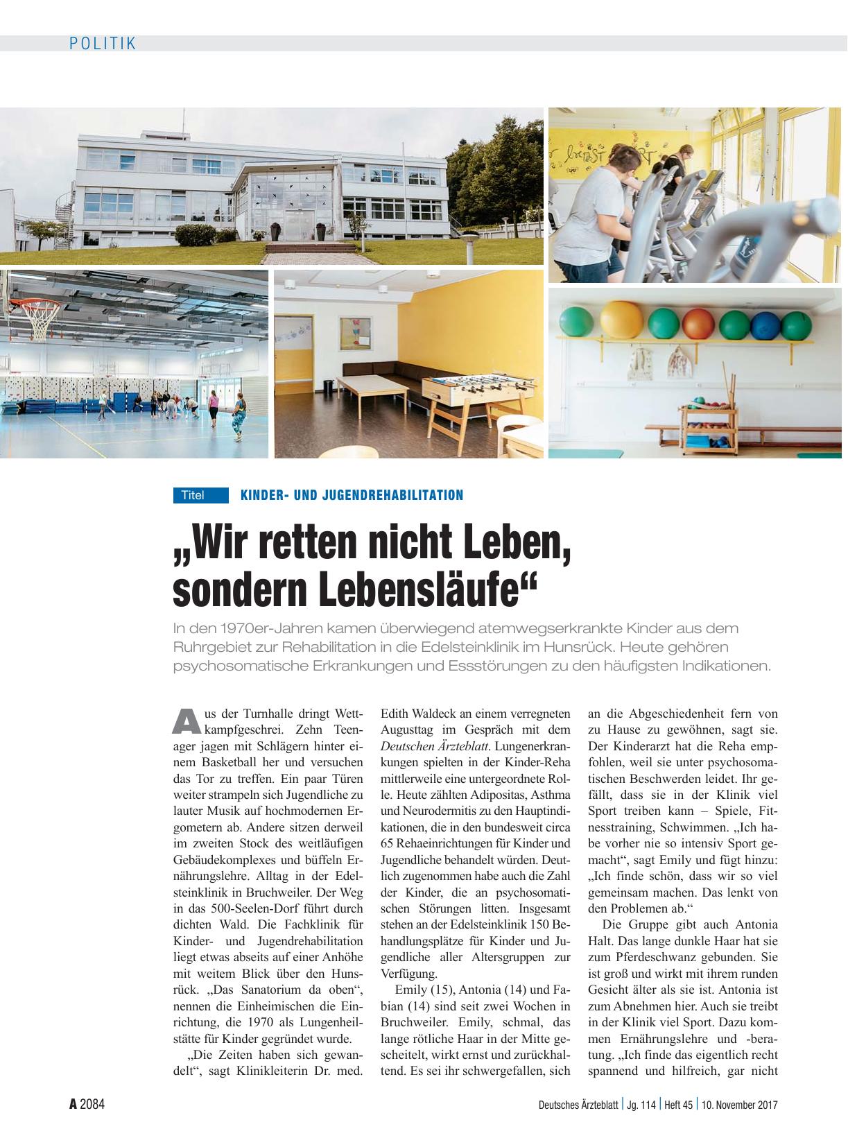 Vorschauseite 1: Kinderund Jugendrehabilitation: „Wir retten nicht Leben, sondern Lebensläufe“