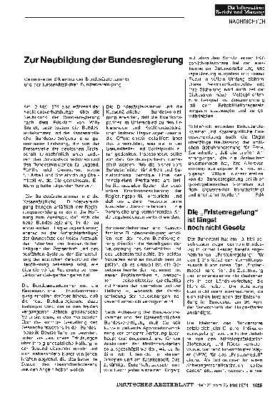 Vorschauseite 1: Zur Neubildung der Bundesregierung