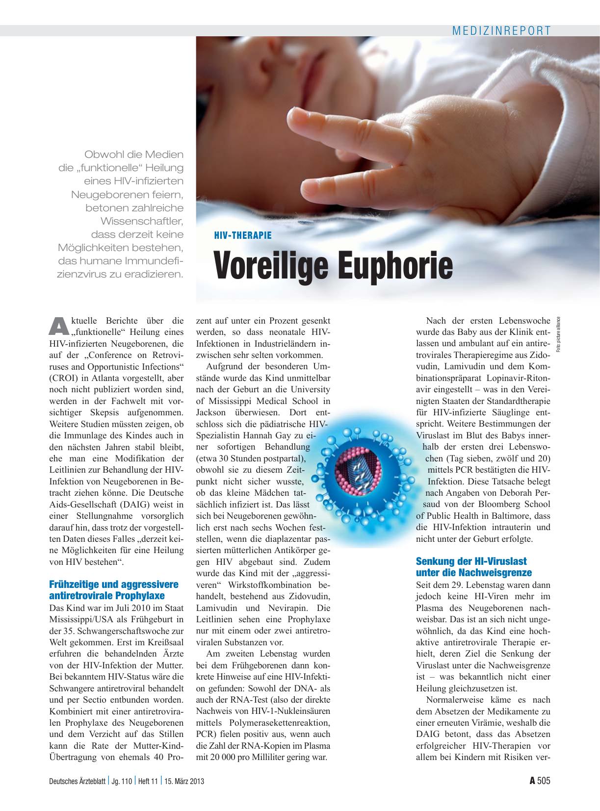 Vorschauseite 1: HIV-Therapie: Voreilige Euphorie