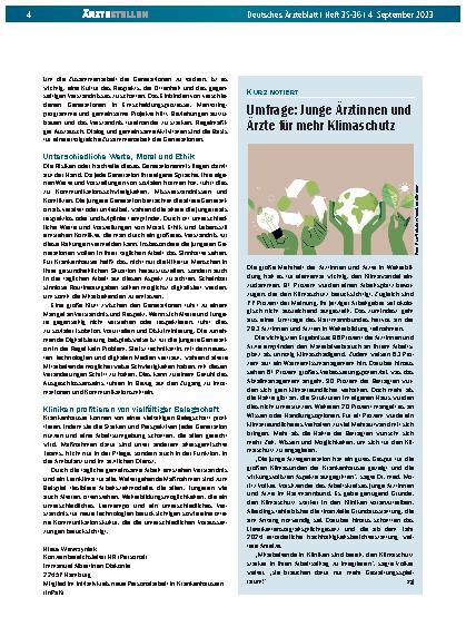 Vorschauseite 1: Umfrage: Junge Ärztinnen und Ärzte für mehr Klimaschutz