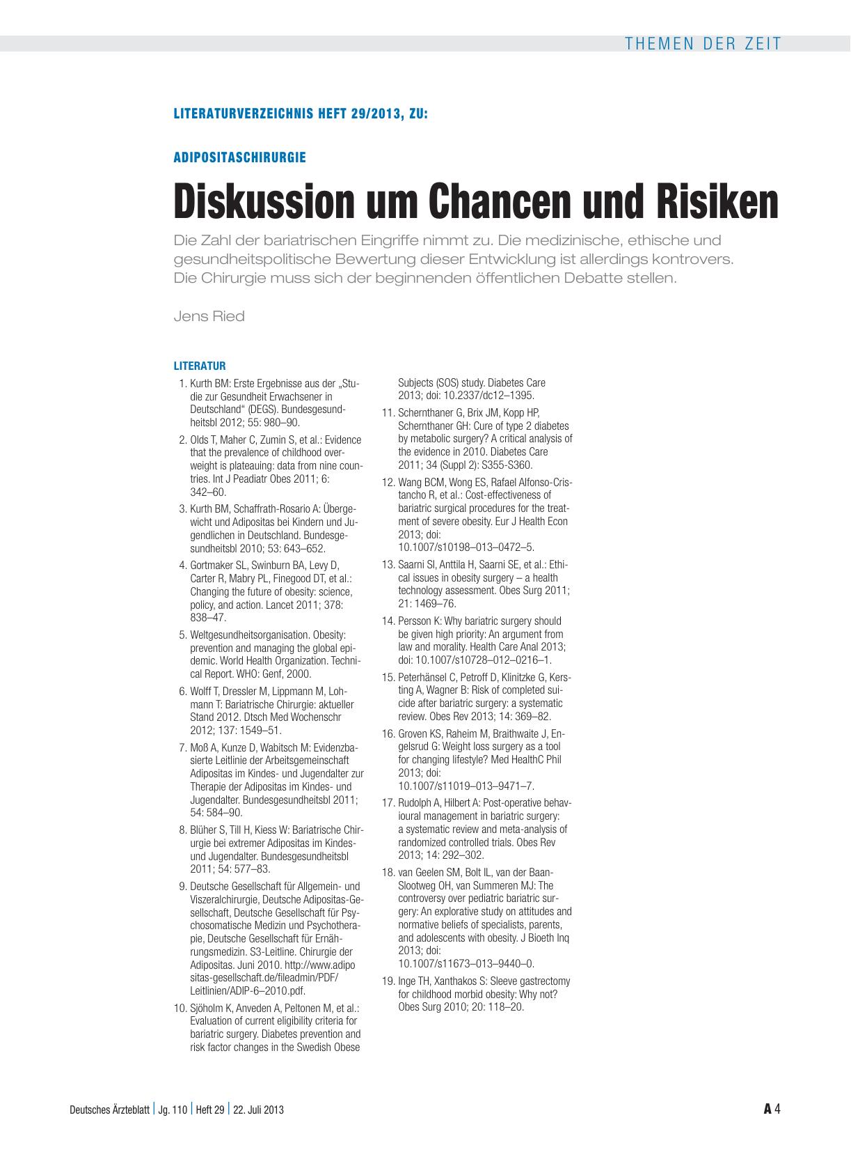 Vorschauseite 4: Adipositaschirurgie: Diskussion um Chancen und Risiken