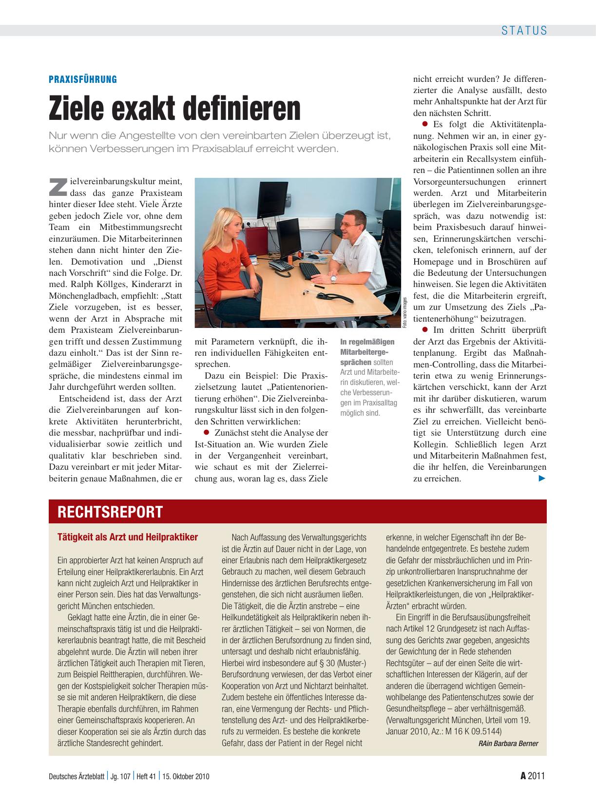 Vorschauseite 1: Praxisführung: Ziele exakt definieren