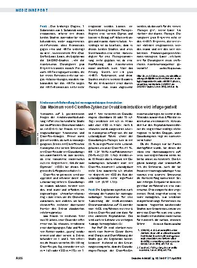 Vorschauseite 1: Kinderwunsch-Behandlung bei normogonadotroper Anovulation: Das Maximum von 6 Clomifen-Zyklen zur Ovulationsinduktion wird infrage gestellt