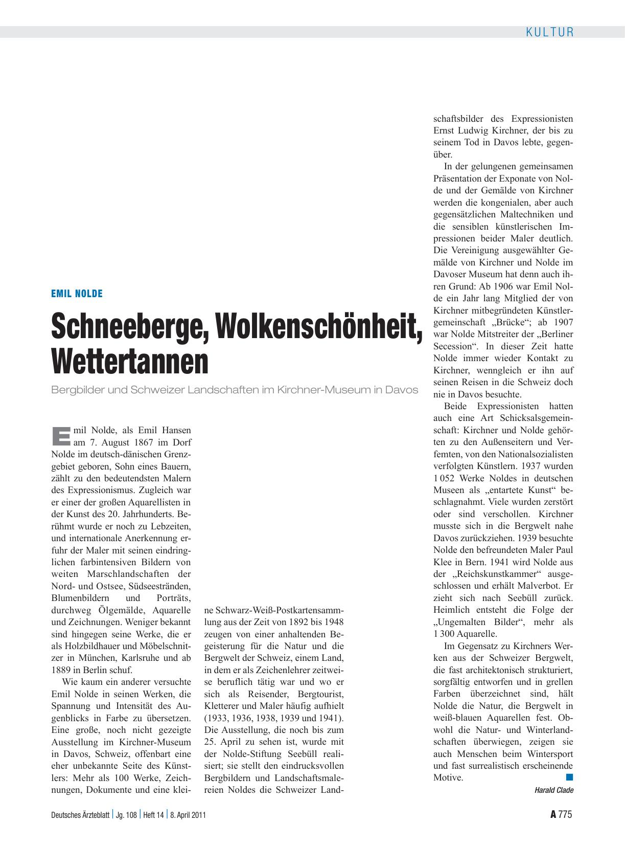 Vorschauseite 1: Emil Nolde: Schneeberge, Wolkenschönheit, Wettertannen