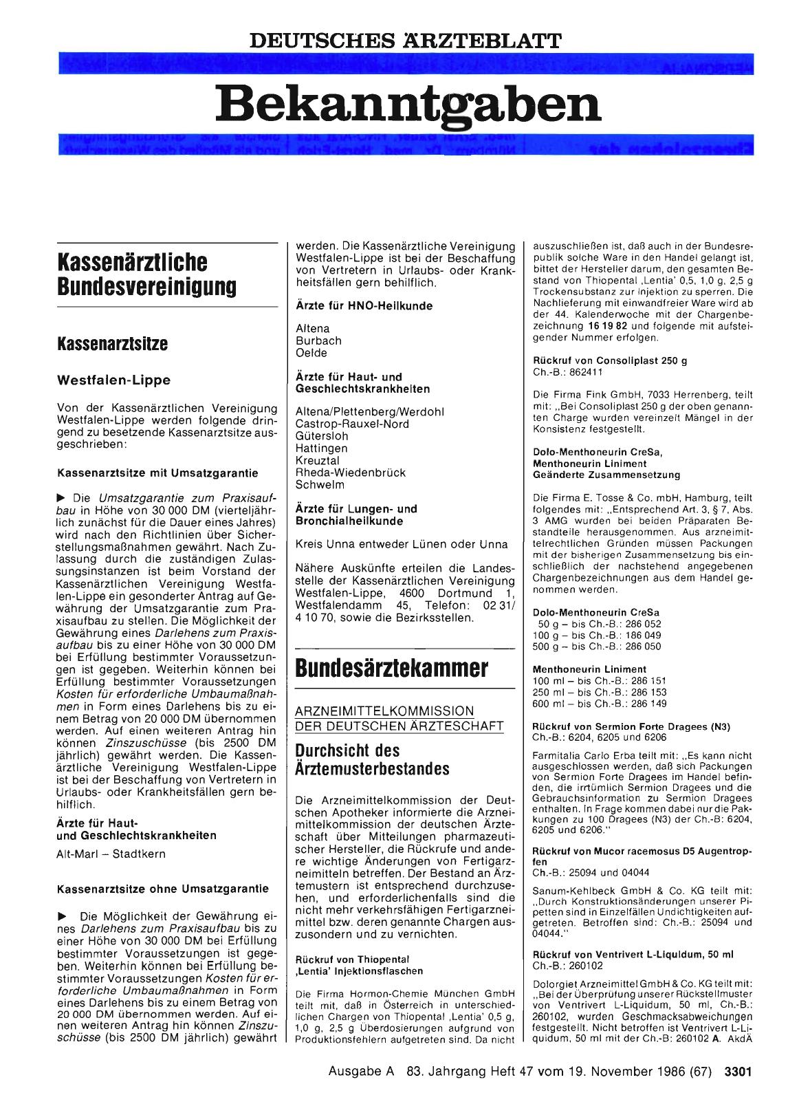 Vorschauseite 1: Durchsicht des Ärztemusterbestandes